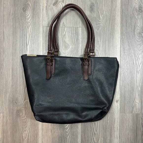 G.H. Bass & Co Black Brown Shoulder Tote with Long Strap - Picture 2 of 5